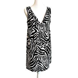 INC Petite Zebra Animal Print Cowl Neck Casual Vacation Mini Dress Size M